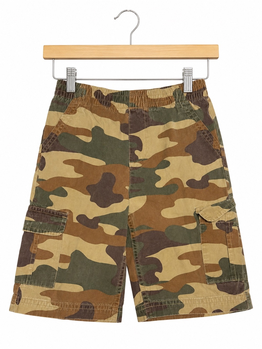 French Toast Camo Cargo Shorts Boys Size 6 Elastic Waist Cotton Utility